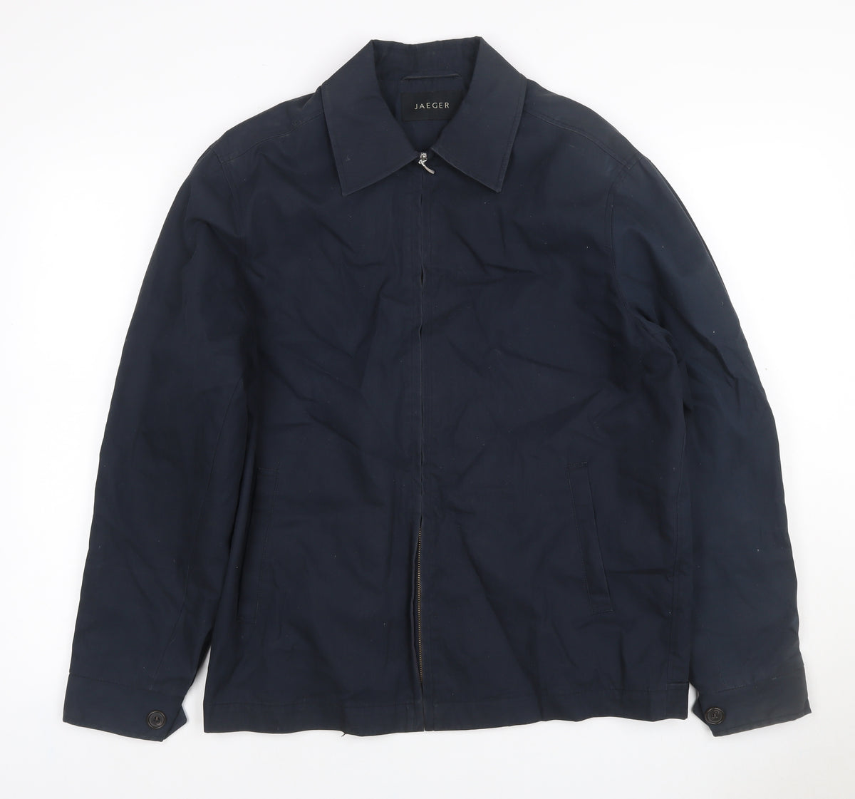 Jaeger Men’s Blue S Basic Zip Jacket Lined Cotton Blend
