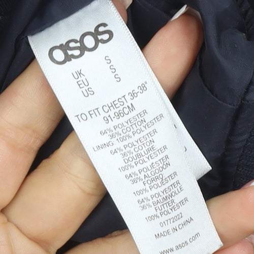 ASOS Men’s Blue S Bomber Jacket Full Zip Lined Casual