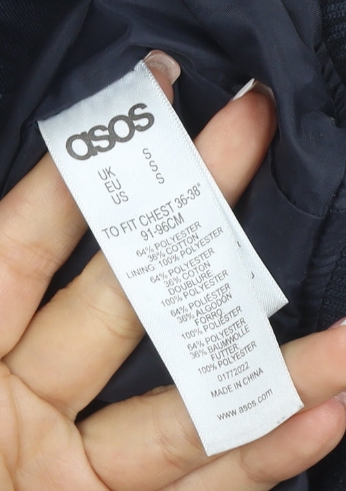 ASOS Men’s Blue S Bomber Jacket Full Zip Lined Casual