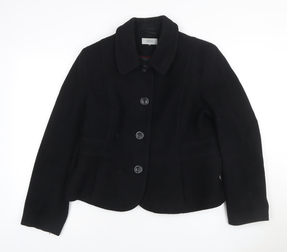 Marks and Spencer Women’s Black UK 16 Wool Blend Button Jacket
