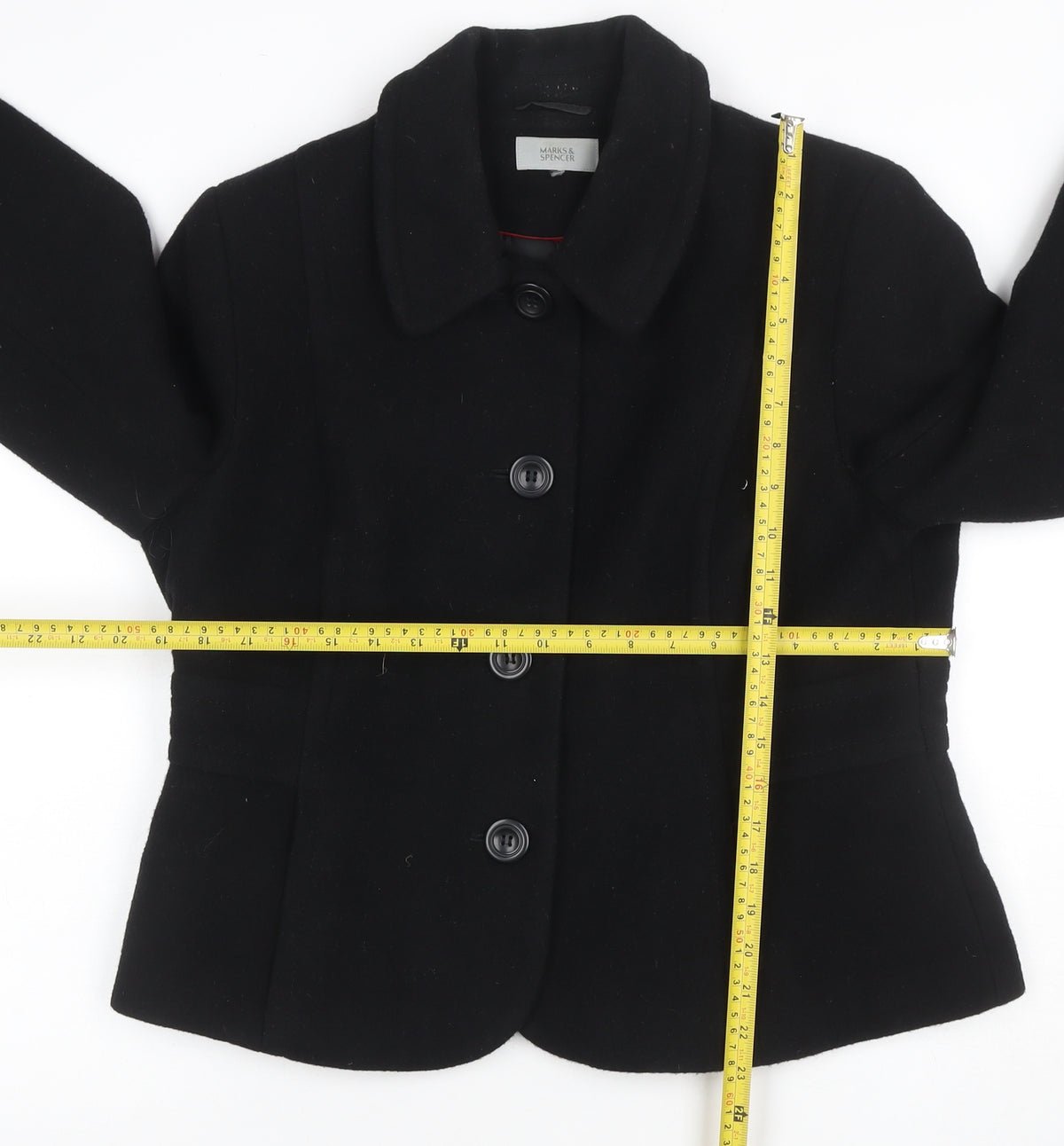 Marks and Spencer Women’s Black UK 16 Wool Blend Button Jacket