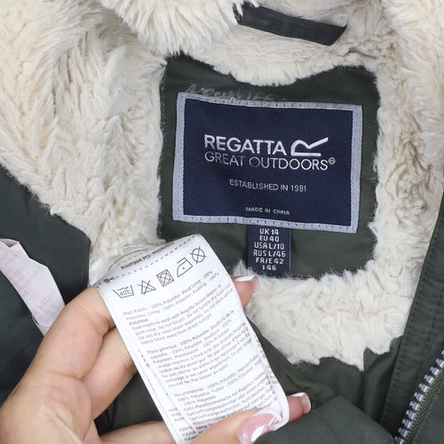 Regatta Women Green UK 14 Hooded Padded Parka Coat Faux Fur Lined