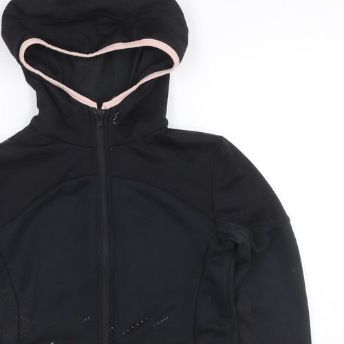 Decathlon Girls Black Pink Full Zip Sports Hoodie 10-11 Years