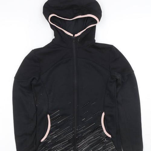 Decathlon Girls Black Pink Full Zip Sports Hoodie 10-11 Years