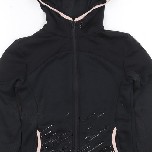 Decathlon Girls Black Pink Full Zip Sports Hoodie 10-11 Years