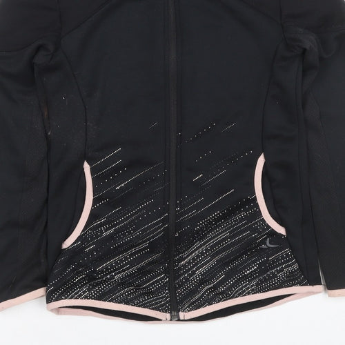 Decathlon Girls Black Pink Full Zip Sports Hoodie 10-11 Years