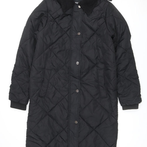 Threadbare Women’s Black UK 10 Long Hooded Quilted Puffer Jacket