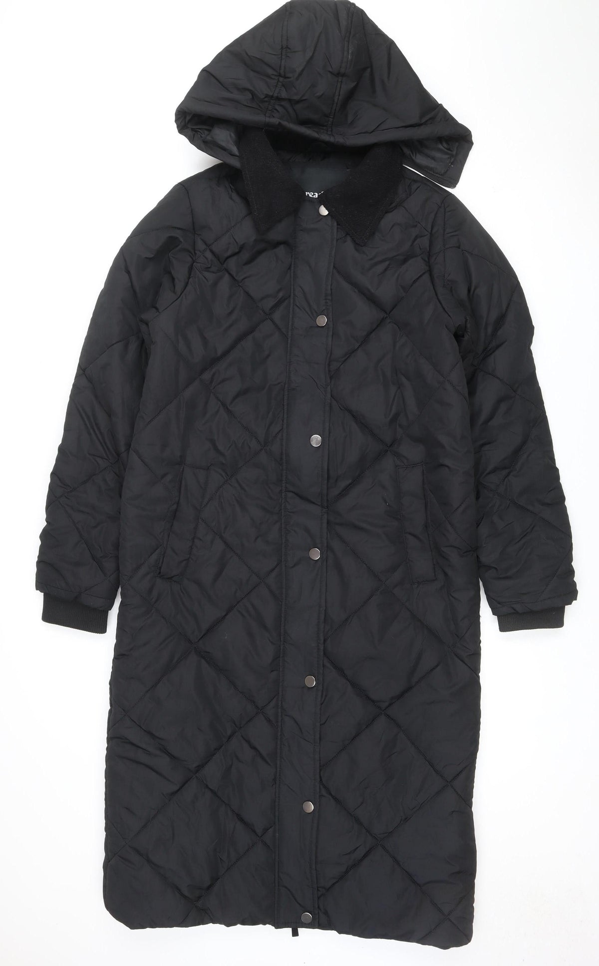 Threadbare Women’s Black UK 10 Long Hooded Quilted Puffer Jacket