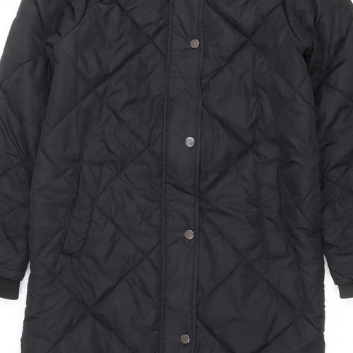 Threadbare Women’s Black UK 10 Long Hooded Quilted Puffer Jacket
