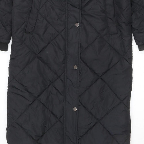 Threadbare Women’s Black UK 10 Long Hooded Quilted Puffer Jacket