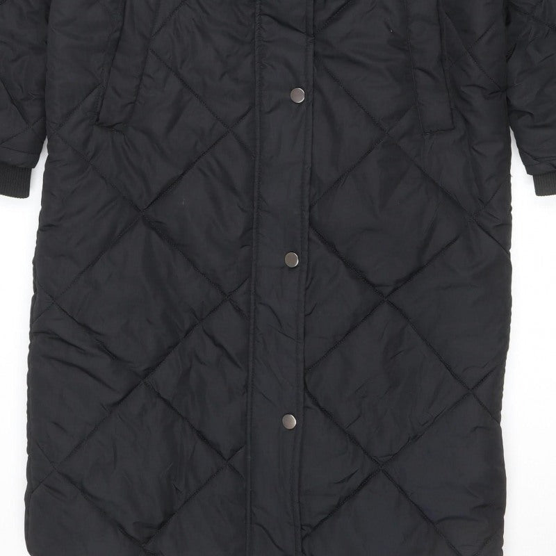Threadbare Women’s Black UK 10 Long Hooded Quilted Puffer Jacket