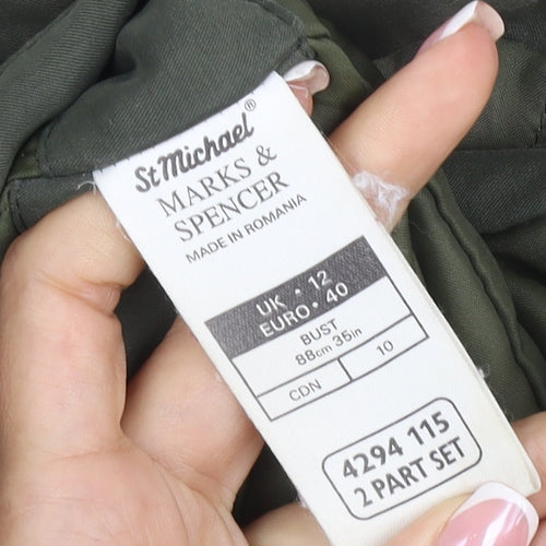 Marks and Spencer Women Green UK 12 Hooded 2-Part Parka Jacket