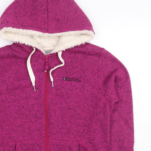 Mountain Warehouse Women’s Pink UK 12 Hooded Fleece Jacket Full Zip