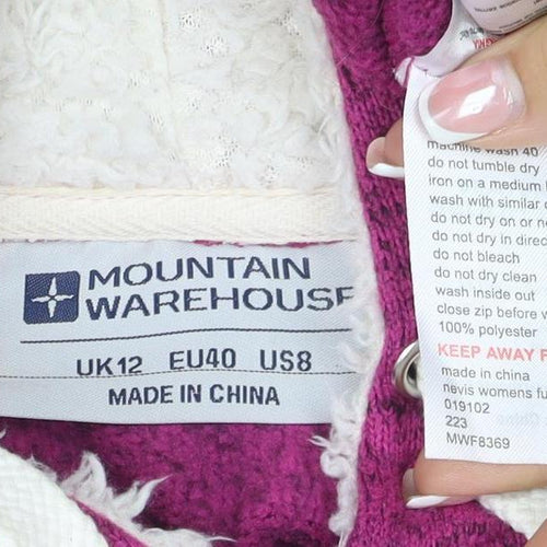 Mountain Warehouse Women’s Pink UK 12 Hooded Fleece Jacket Full Zip