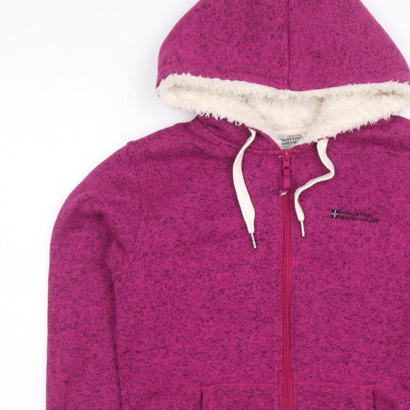 Mountain Warehouse Women’s Pink UK 12 Hooded Fleece Jacket Full Zip