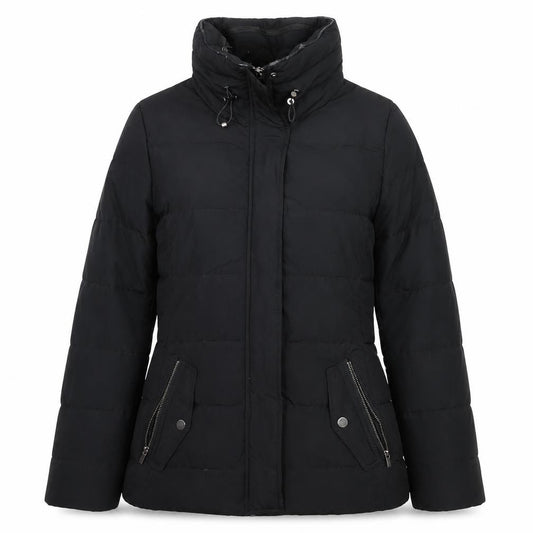 Front view of Mango Suit Women Black XS Puffer Jacket Quilted Insulated Zip