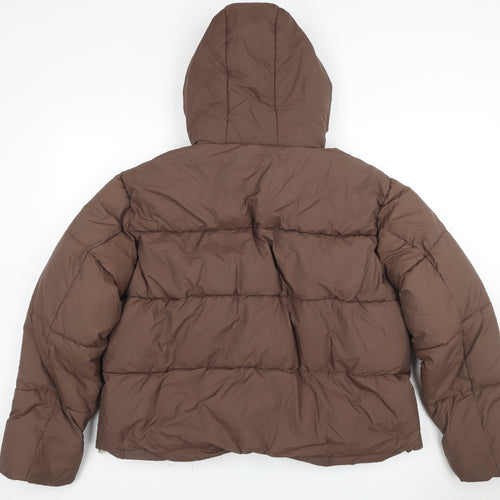 Getmod Women's Brown 7XL Hooded Quilted Puffer Jacket Zip