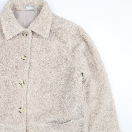Deans Women's Beige UK 18 Teddy Faux Fur Button Jacket Pockets
