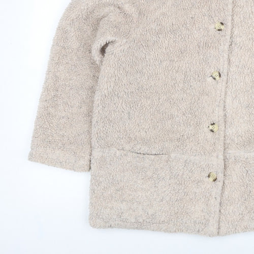 Deans Women's Beige UK 18 Teddy Faux Fur Button Jacket Pockets