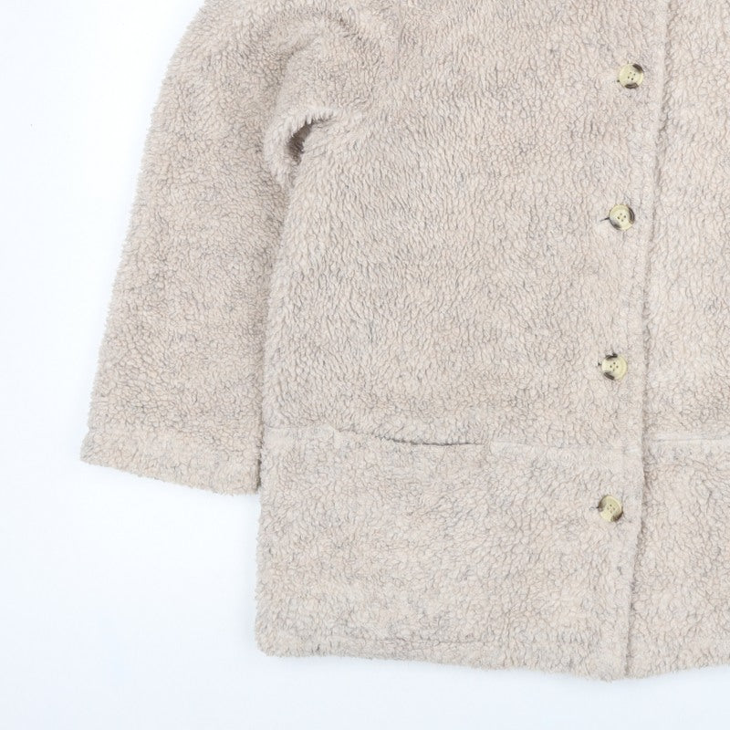 Deans Women's Beige UK 18 Teddy Faux Fur Button Jacket Pockets