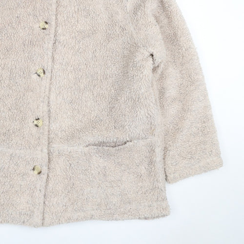 Deans Women's Beige UK 18 Teddy Faux Fur Button Jacket Pockets