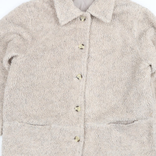 Deans Women's Beige UK 18 Teddy Faux Fur Button Jacket Pockets