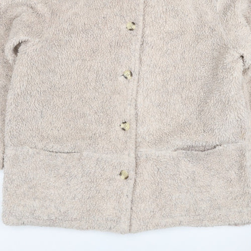 Deans Women's Beige UK 18 Teddy Faux Fur Button Jacket Pockets