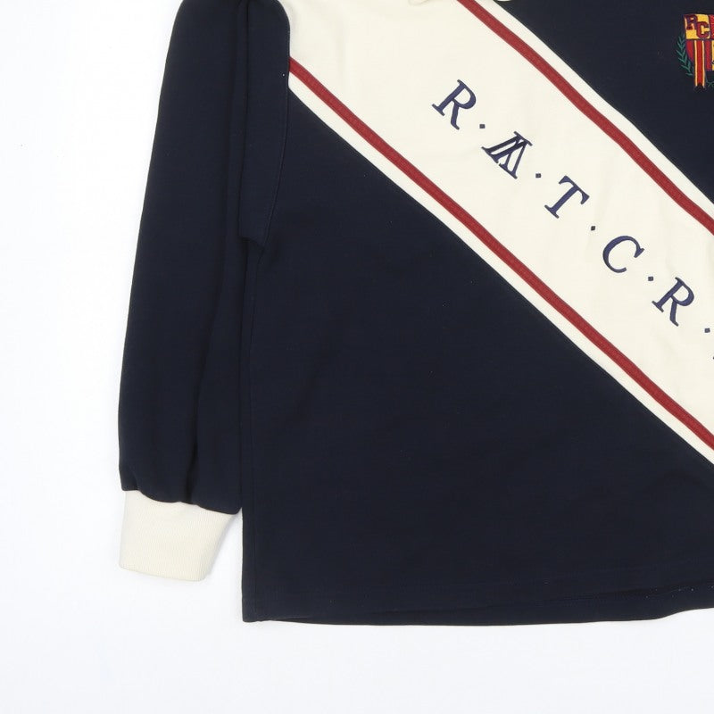 R.A.T.C.R.W. Mens Blue M Retro Collared Pullover Sweatshirt