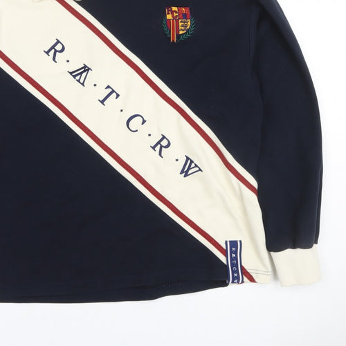 R.A.T.C.R.W. Mens Blue M Retro Collared Pullover Sweatshirt