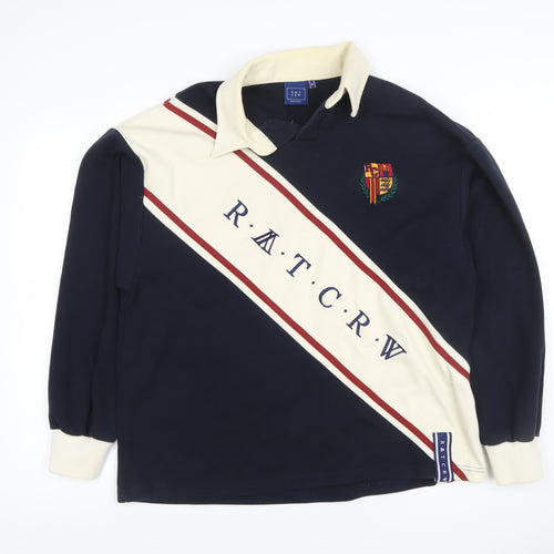 R.A.T.C.R.W. Mens Blue M Retro Collared Pullover Sweatshirt