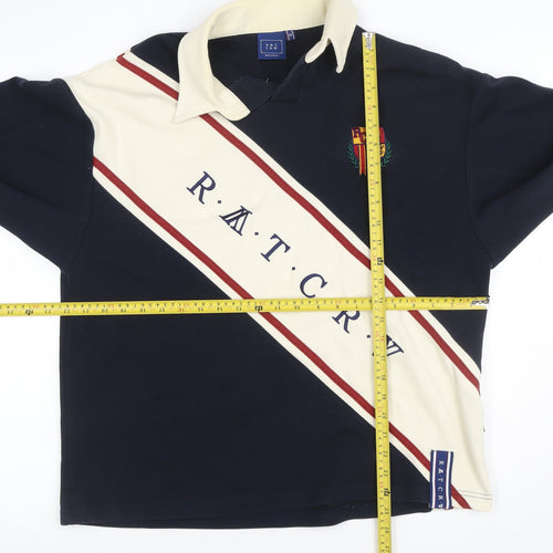 R.A.T.C.R.W. Mens Blue M Retro Collared Pullover Sweatshirt