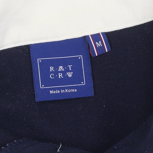 R.A.T.C.R.W. Mens Blue M Retro Collared Pullover Sweatshirt