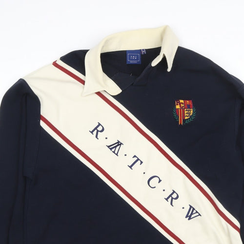 R.A.T.C.R.W. Mens Blue M Retro Collared Pullover Sweatshirt