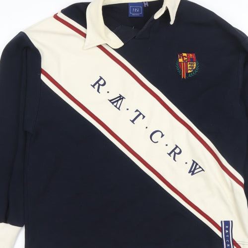 R.A.T.C.R.W. Mens Blue M Retro Collared Pullover Sweatshirt
