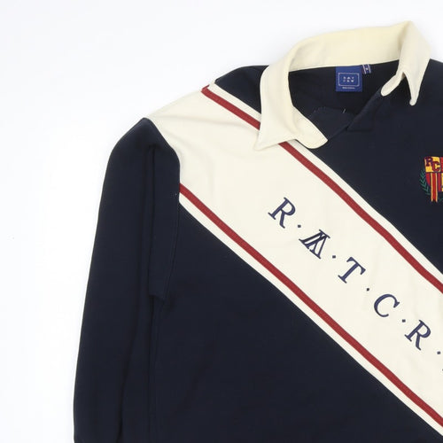 R.A.T.C.R.W. Mens Blue M Retro Collared Pullover Sweatshirt