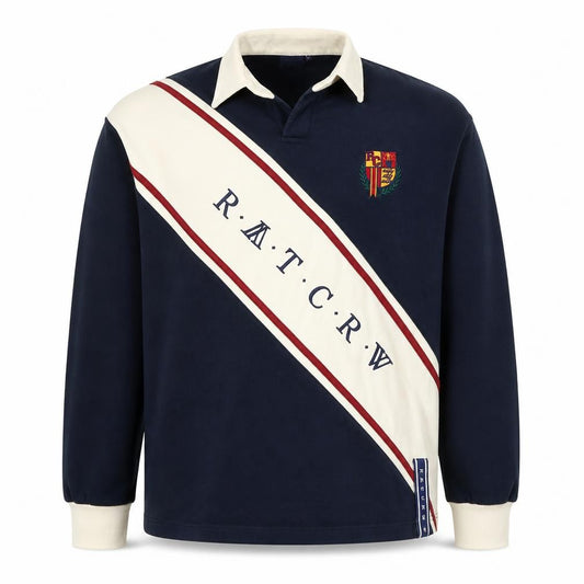 R.A.T.C.R.W. Mens Blue M Retro Collared Pullover Sweatshirt