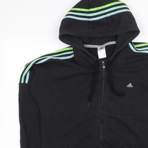 Adidas Women’s Black L Full Zip Hooded 3 Stripe Fleece Hoodie