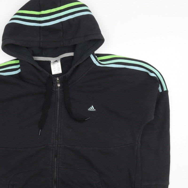 Adidas Women’s Black L Full Zip Hooded 3 Stripe Fleece Hoodie