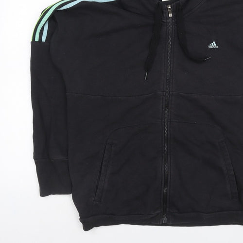 Adidas Women’s Black L Full Zip Hooded 3 Stripe Fleece Hoodie