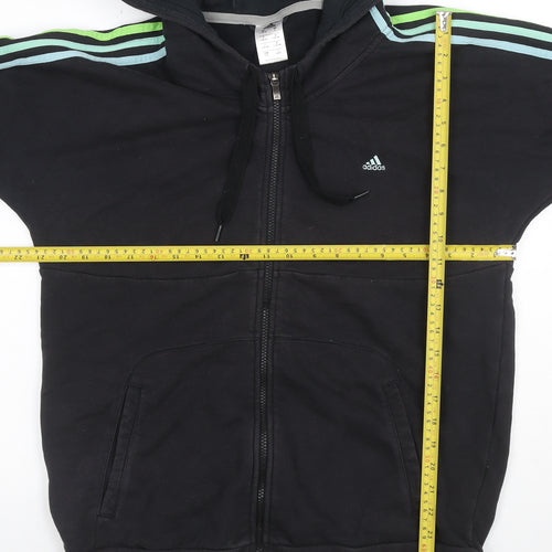Adidas Women’s Black L Full Zip Hooded 3 Stripe Fleece Hoodie