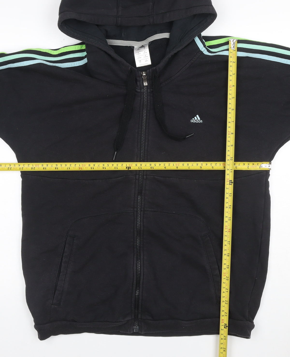 Adidas Women’s Black L Full Zip Hooded 3 Stripe Fleece Hoodie