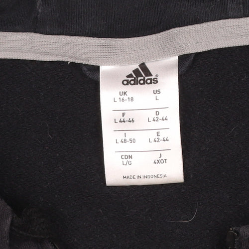 Adidas Women’s Black L Full Zip Hooded 3 Stripe Fleece Hoodie