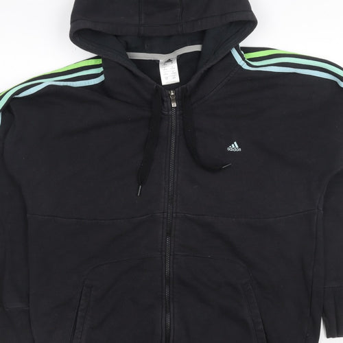 Adidas Women’s Black L Full Zip Hooded 3 Stripe Fleece Hoodie