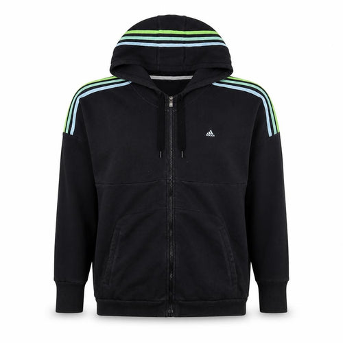 Adidas Women’s Black L Full Zip Hooded 3 Stripe Fleece Hoodie