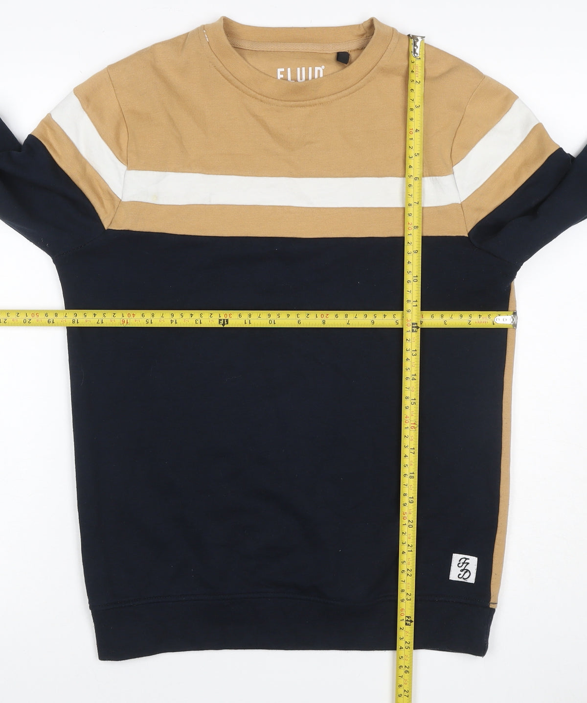 Fluid Men’s Multicoloured XS Colour Block Stripe Crew Neck Sweatshirt
