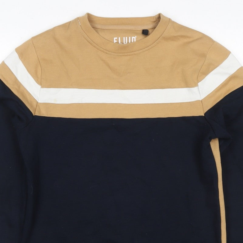 Fluid Men’s Multicoloured XS Colour Block Stripe Crew Neck Sweatshirt