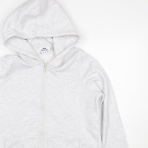 Slazenger Women Grey UK 14 Full Zip Hooded Fleece Hoodie