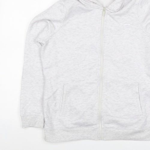 Slazenger Women Grey UK 14 Full Zip Hooded Fleece Hoodie