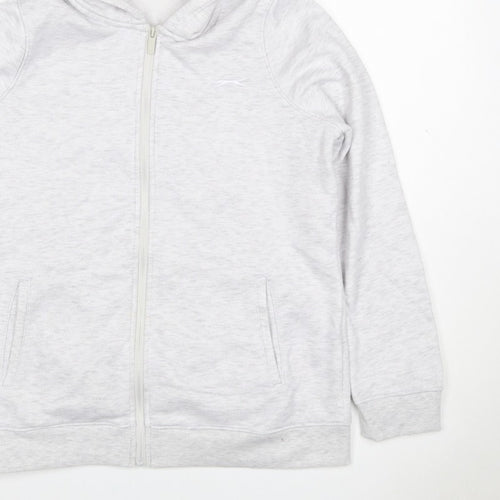 Slazenger Women Grey UK 14 Full Zip Hooded Fleece Hoodie