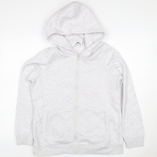 Slazenger Women Grey UK 14 Full Zip Hooded Fleece Hoodie